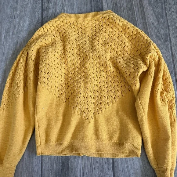 Yellow Button-Up Women's Sweater - Picture 3 of 3